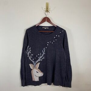 LOFT Gray Sweater with Reindeer Design